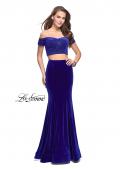 Picture of: Velvet Two Piece Prom Dress with Beading in Royal Blue, Style: 25496, Main Picture
