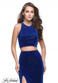 Picture of: Two Piece Velvet Prom Dress with Open Back and Leg Slit in Royal Blue, Style: 25464, Back Picture