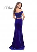 Picture of: Velvet Two Piece Prom Dress with Beading in Royal Blue, Style: 25496, Back Picture