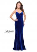 Picture of: Velvet Mermaid Style Prom Dress with Deep V Neckline in Royal Blue, Style: 25174, Detail Picture 2