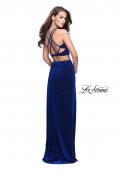 Picture of: Two Piece Velvet Prom Dress with Open Back and Leg Slit in Royal Blue, Style: 25464, Detail Picture 3