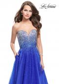 Picture of: Long Strapless Ball Gown with Metallic Ombre Rhinestones in Royal Blue, Style: 26264, Detail Picture 3