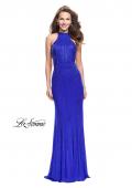 Picture of: Metallic Beaded Long Prom Dress with High Neck in Royal Blue, Style: 26182, Detail Picture 2
