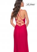 Picture of: Simple Jersey Dress with Ruching and Slit in Red, Style: 31978, Detail Picture 12