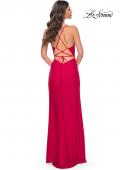 Picture of: Simple Jersey Dress with Ruching and Slit in Red, Style: 31978, Detail Picture 13