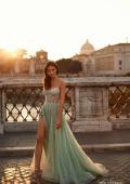 Picture of: Rhinestone A-Line Tulle Prom Dress with Illusion Bodice in Sage, Style: 32146, Detail Picture 2