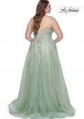 Picture of: Strapless Lace and Tulle A-Line Plus Gown with Tie Back in Sage, Style: 31570, Detail Picture 8