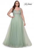 Picture of: A-Line Plus Size Prom Dress with Rhinestone Bodice in Sage, Style: 31251, Detail Picture 11