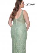 Picture of: Fitted Beaded Lace Plus Size Prom Dress with Illusion Waist in Sage, Style: 31535, Detail Picture 13