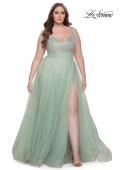 Picture of: A-Line Plus Size Prom Dress with Rhinestone Bodice in Sage, Style: 31251, Detail Picture 2