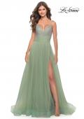 Picture of: Tulle Gown with Full Skirt and Rhinestone Bodice in Sage, Style: 31238, Main Picture
