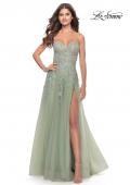 Picture of: Sweetheart Tulle Strapless Gown with Lace Applique in Sage, Style: 31363, Main Picture
