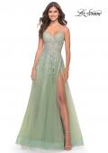 Picture of: Tulle A-Line Gown with Pretty Lace Applique Details in Sage, Style: 31393, Main Picture