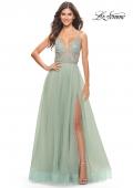 Picture of: Tulle Gown with Sheer Lace Bodice in Sage, Style: 31542, Main Picture
