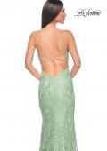 Picture of: Lace Dress with Deep V-Neck and Rhinestones in Sage, Style: 31134, Detail Picture 8