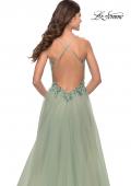 Picture of: Tulle A-Line Gown with Sheer Bodice and Beaded Lace Detail in Sage, Style: 31369, Detail Picture 8