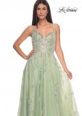 Picture of: Two Tone Tulle A-Line Prom Dress with Floral Beaded Detail in Sage, Style: 32090, Detail Picture 8