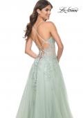 Picture of: A-Line Tulle Dress with Rhinestone Embellished Lace Applique in Light Colors in Sage, Style: 32438, Detail Picture 8