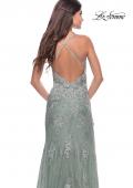 Picture of: Long Gown with Lace Applique and High Slit in Sage, Style: 30794, Detail Picture 9