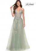 Picture of: Tulle A-line Dress with Jeweled Lace Appliques, Style: 30560, Detail Picture 10