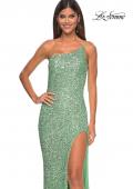 Picture of: Elegant Soft Sequin One Shoulder Long Dress in Sage, Style: 31212, Detail Picture 10