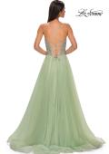 Picture of: Rhinestone Embellished Corset with Lace Up Back and Tulle Skirt in Sage , Style 32703, Detail Picture 10