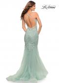 Picture of: Mermaid Tulle and Lace Jeweled Prom Dress in Sage, Style: 30584, Detail Picture 11