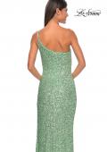 Picture of: Elegant Soft Sequin One Shoulder Long Dress in Sage, Style: 31212, Detail Picture 11