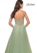 Picture of: Tulle A-line Prom Dress with Corset Sheer Bodice in Sage, Style: 31502, Detail Picture 11