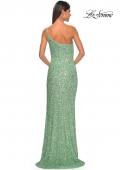 Picture of: Elegant Soft Sequin One Shoulder Long Dress in Sage, Style: 31212, Detail Picture 12