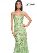 Picture of: Print Sequin Mermaid Dress with Lace Up Back in Sage, Style: 31865, Detail Picture 12