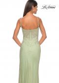 Picture of: Gorgeous Rhinestone Fishnet Gown with Lace Embellishments in Sage, Style: 32292, Detail Picture 16