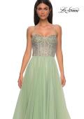 Picture of: Rhinestone Embellished Corset with Lace Up Back and Tulle Skirt in Sage , Style 32703, Detail Picture 16