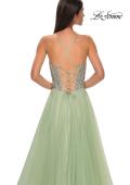 Picture of: Rhinestone Embellished Corset with Lace Up Back and Tulle Skirt in Sage , Style 32703, Detail Picture 17