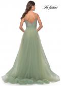 Picture of: Tulle Gown with Full Skirt and Rhinestone Bodice in Sage, Style: 31238, Back Picture