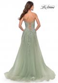 Picture of: Sweetheart Tulle Strapless Gown with Lace Applique in Sage, Style: 31363, Back Picture