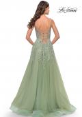 Picture of: Tulle A-Line Gown with Pretty Lace Applique Details in Sage, Style: 31393, Back Picture