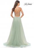 Picture of: Tulle Gown with Sheer Lace Bodice in Sage, Style: 31542, Back Picture