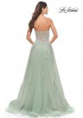 Picture of: Tulle A-Line Gown with Beautiful Lace Applique in Sage, Style: 31577, Back Picture