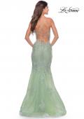 Picture of: Mermaid Tulle and Lace Dress with Strappy Back in Sage, Style: 31598, Back Picture