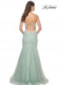 Picture of: Intricate Beaded and Rhinestone Mermaid Prom Dress in Sage, Style: 32026, Back Picture
