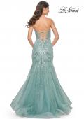 Picture of: Unique Beaded Sequin Print Mermaid Prom Dress in Sage, Style: 32053, Back Picture