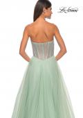 Picture of: Neon A-Line Tulle Prom Dress with Rhinestone Fishnet Bodice in Sage, Style: 32445, Detail Picture 18
