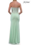 Picture of: Strapless Corset Gown with High Slit and Ruched Jersey Skirt in Sage, Style: 33465, Detail Picture 27