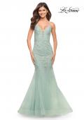 Picture of: Mermaid Tulle and Lace Jeweled Prom Dress in Sage, Style: 30584, Detail Picture 1
