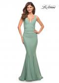 Picture of: Simple Jersey Gown with Flattering Ruching in Sage, Style: 30746, Detail Picture 1