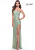 Picture of: Beaded Lace Strapless Dress with Modified Sweetheart Neckline in Sage, Style: 31355, Detail Picture 1