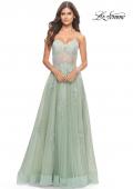Picture of: Tulle A-Line Gown with Beautiful Lace Applique in Sage, Style: 31577, Detail Picture 1