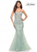 Picture of: Stunning Mermaid Tulle and Jeweled Lace Dress in Sage, Style: 30621, Detail Picture 2