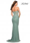 Picture of: Sweetheart Strapless Dress with Illusion Lace Bodice in Sage, Style: 30750, Detail Picture 2